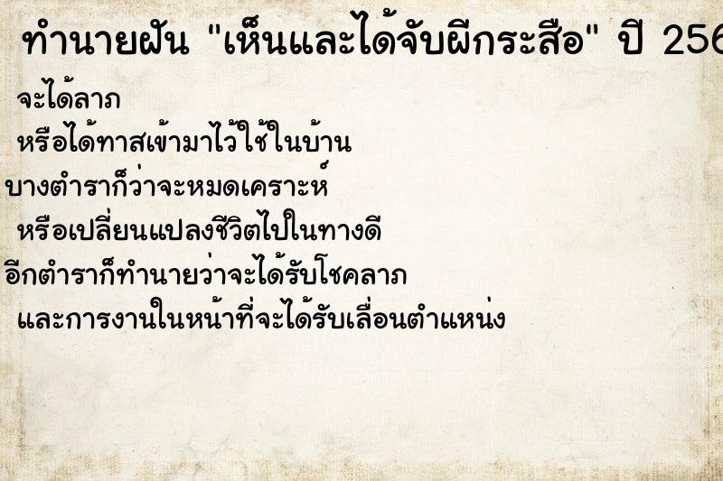 ทำนายฝันทำนายฝันเห็นและได้จับผีกระสือ