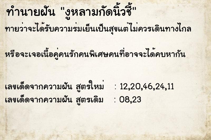 ทำนายฝันงูหลามกัดนิ้วชี้ ทำนายฝันทำนายฝันงูหลามกัดนิ้วชี้