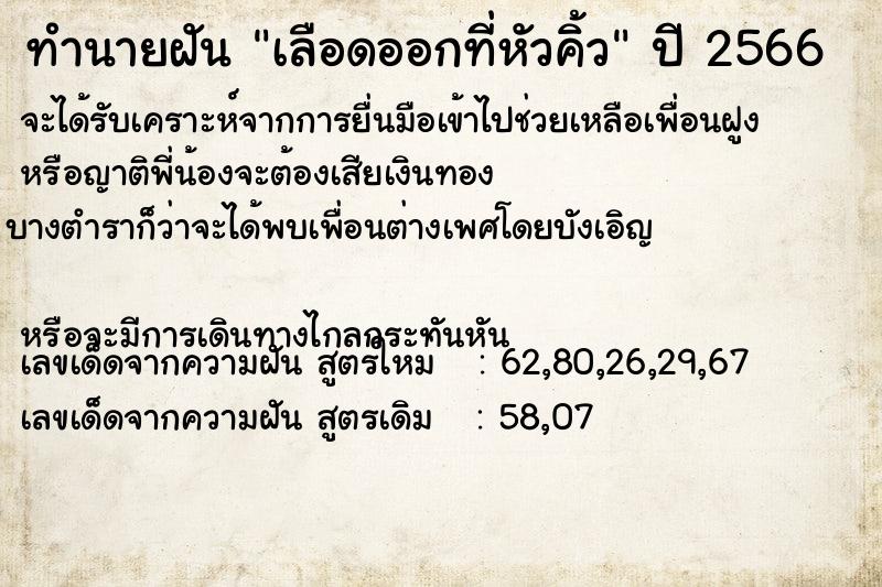 ทำนายฝันทำนายฝันเลือดออกที่หัวคิ้ว
