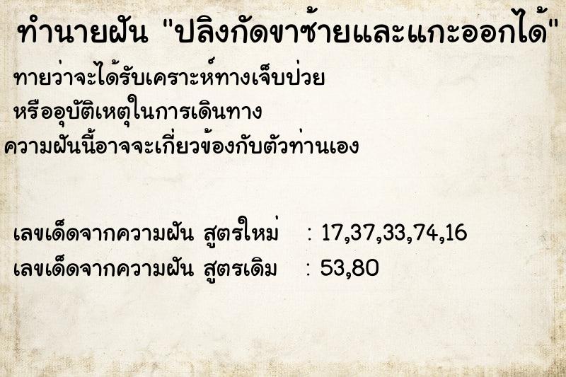 ทำนายฝันปลิงกัดขาซ้ายและแกะออกได้ ทำนายฝันทำนายฝันปลิงกัดขาซ้ายและแกะออกได้