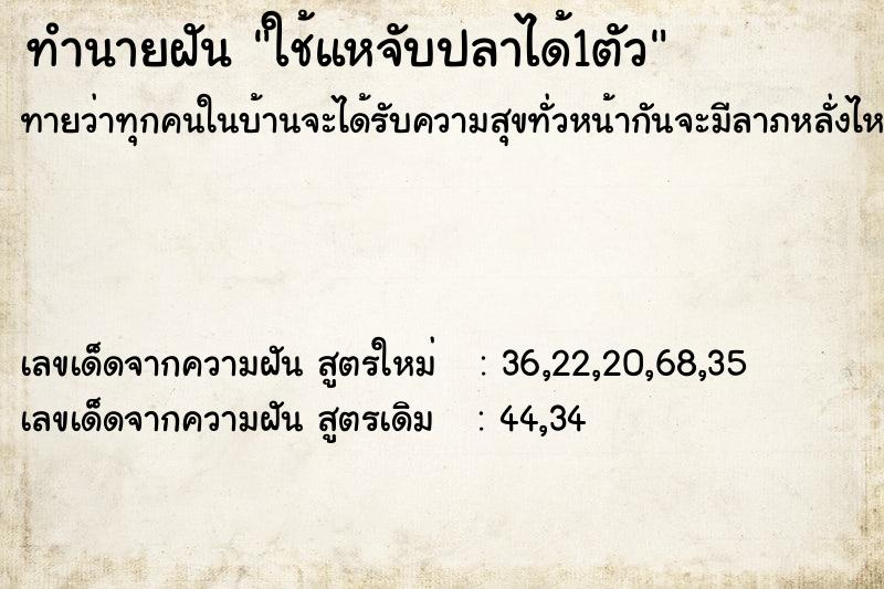 ทำนายฝันทำนายฝันใช้แหจับปลาได้1ตัว