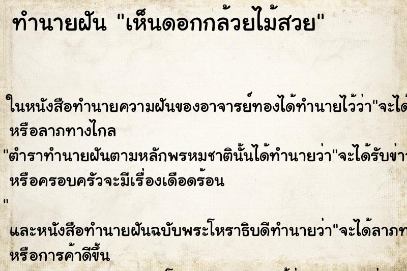 ทำนายฝัน เห็นดอกกล้วยไม้สวย ทำนายฝัน เห็นดอกกล้วยไม้สวย