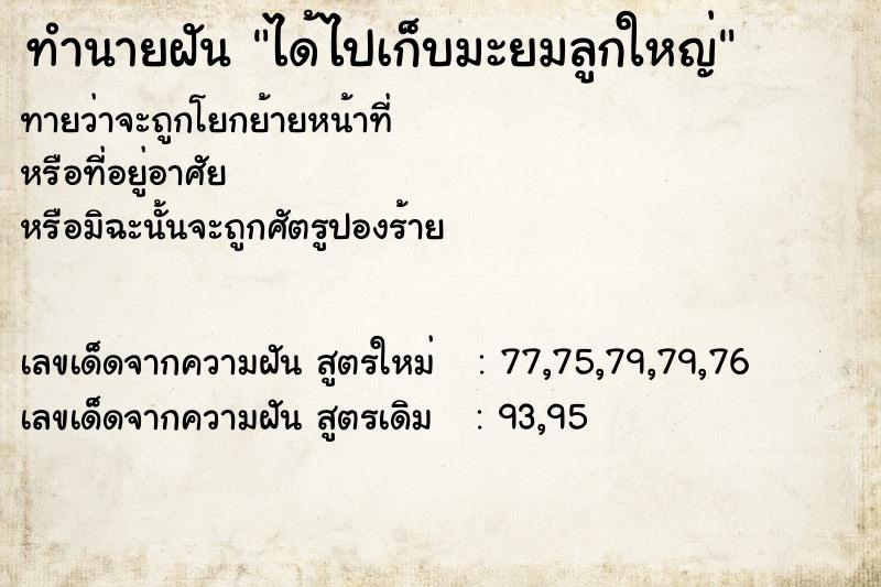 ทำนายฝันทำนายฝันได้ไปเก็บมะยมลูกใหญ่