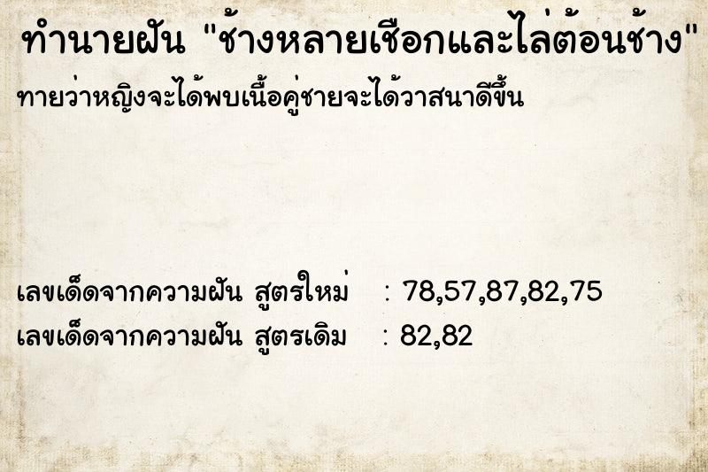 ทำนายฝันทำนายฝันช้างหลายเชือกและไล่ต้อนช้าง