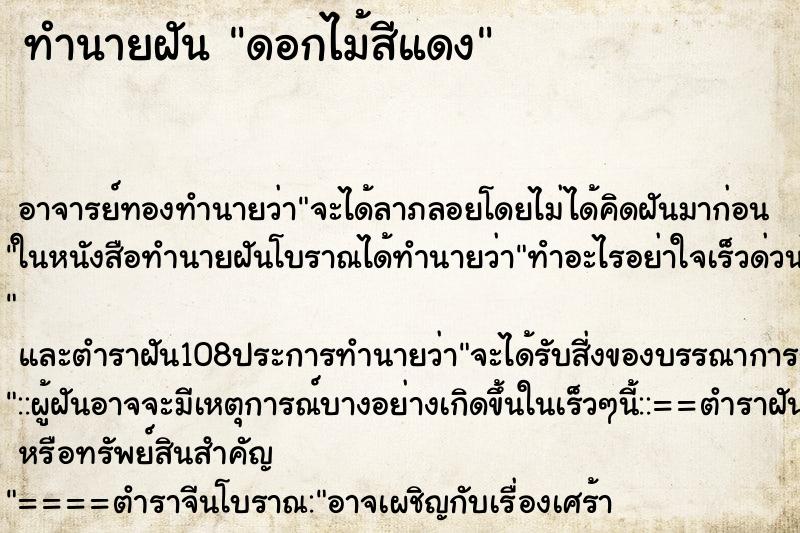 ทำนายฝัน ดอกไม้สีแดง