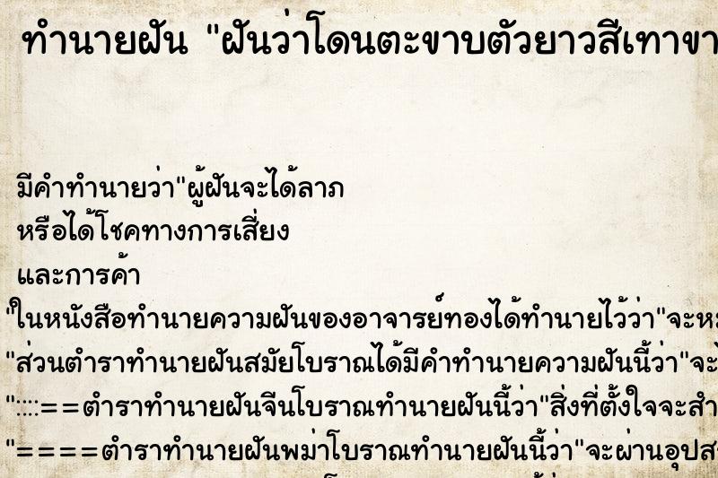 ทำนายฝันฝันว่าโดนตะขาบตัวยาวสีเทาขาวกัดหน้าแข้ง ทำนายฝันทำนายฝันฝันว่าโดนตะขาบตัวยาวสีเทาขาวกัดหน้าแข้ง