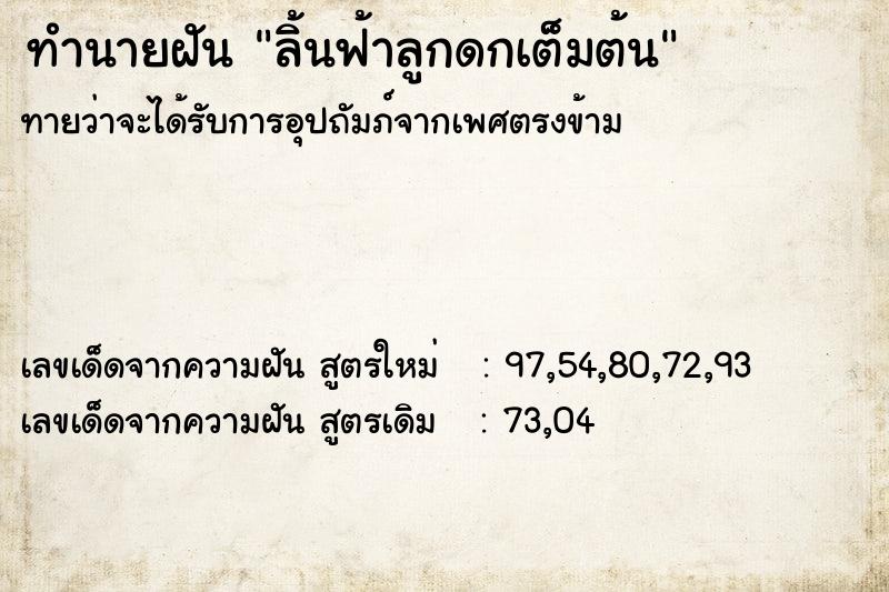 ทำนายฝันทำนายฝันลิ้นฟ้าลูกดกเต็มต้น