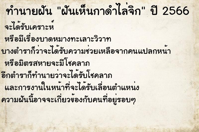 ทำนายฝันฝันเห็นกาดำไล่จิก ทำนายฝันทำนายฝันฝันเห็นกาดำไล่จิก