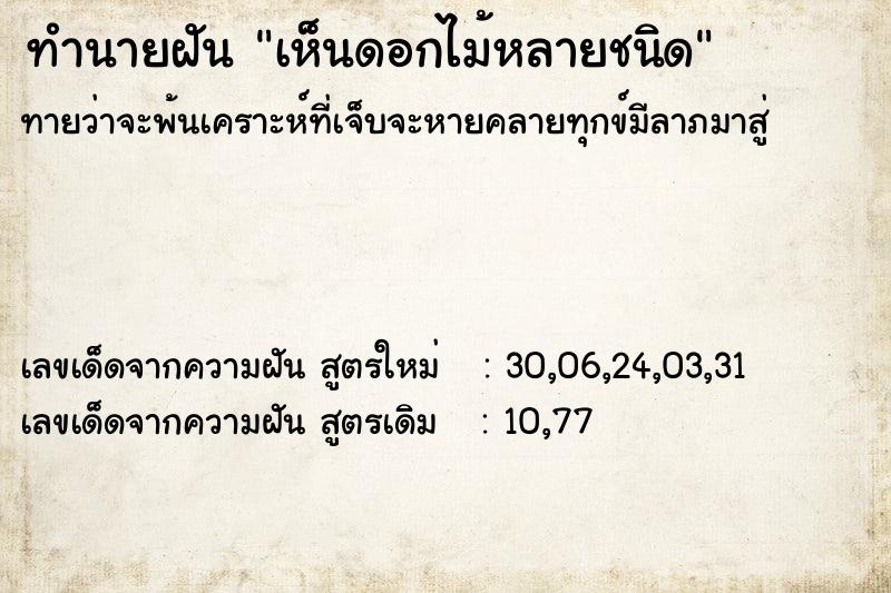 ทำนายฝันทำนายฝันเห็นดอกไม้หลายชนิด