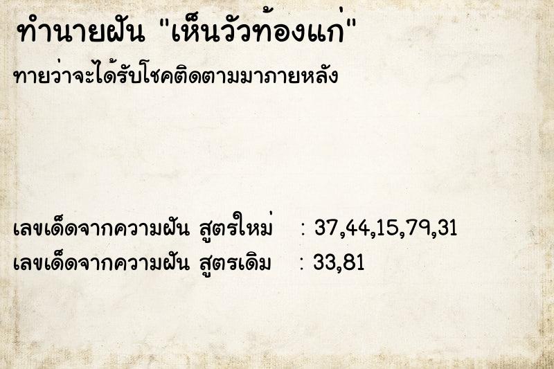 ทำนายฝัน เห็นวัวท้องแก่ ทำนายฝัน เห็นวัวท้องแก่