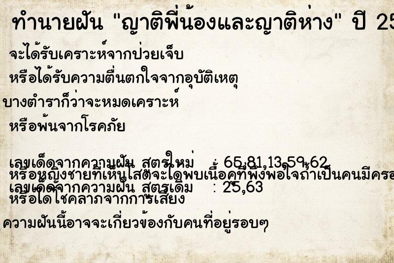 ทำนายฝันทำนายฝันญาติพี่น้องและญาติห่าง