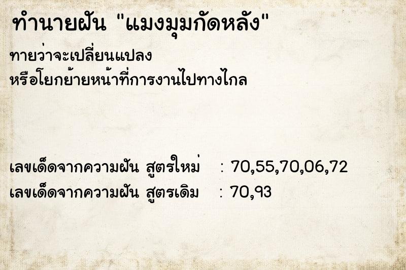 ทำนายฝันทำนายฝันแมงมุมกัดหลัง