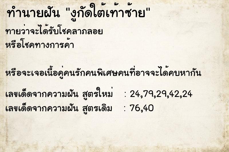 ทำนายฝันทำนายฝันงูกัดใต้เท้าซ้าย