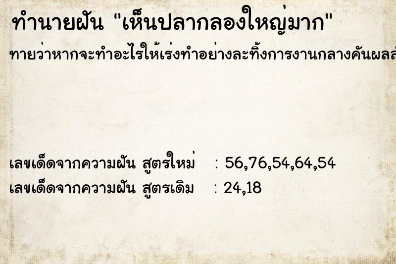 ทำนายฝันทำนายฝันเห็นปลากลองใหญ่มาก