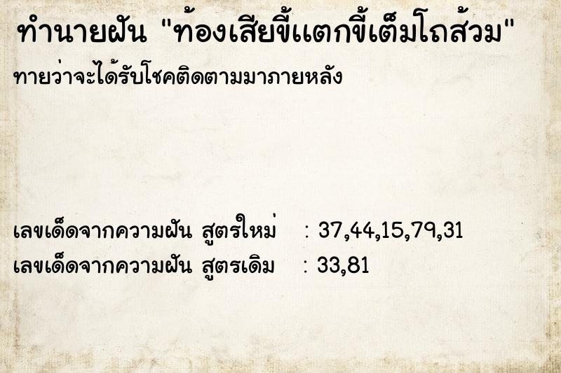 ทำนายฝันท้องเสียขี้เเตกขี้เต็มโถส้วม ทำนายฝันทำนายฝันท้องเสียขี้เเตกขี้เต็มโถส้วม