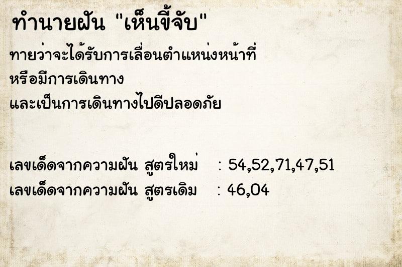ทำนายฝันทำนายฝันเห็นขี้จับ