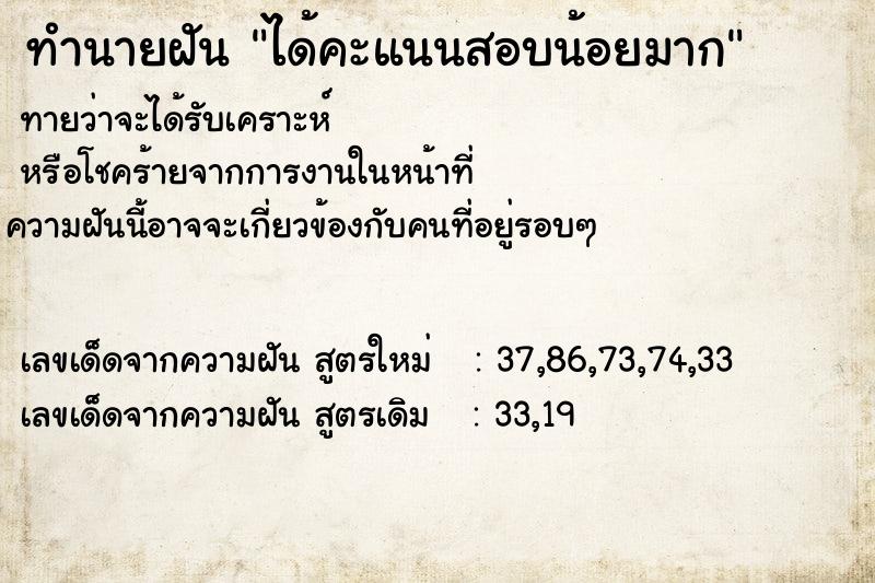 ทำนายฝัน ได้คะแนนสอบน้อยมาก ตำราโบราณ แม่นที่สุดในโลก