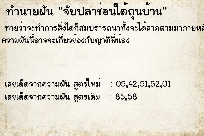ทำนายฝัน จับปลาช่อนใต้ถุนบ้าน