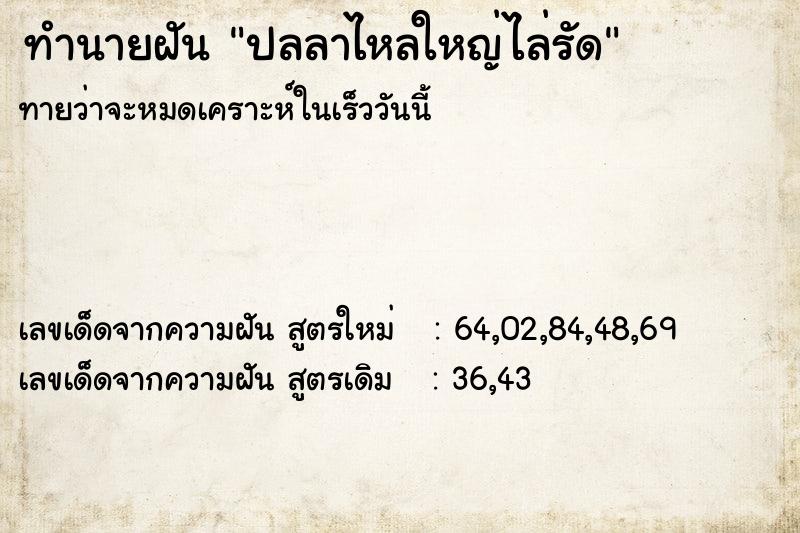ทำนายฝันปลลาไหลใหญ่ไล่รัด ทำนายฝันทำนายฝันปลลาไหลใหญ่ไล่รัด