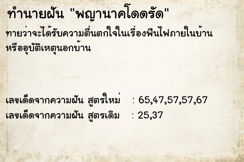 ทำนายฝันพญานาคโดดรัด ทำนายฝันทำนายฝันพญานาคโดดรัด