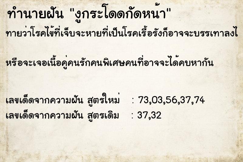 ทำนายฝันงูกระโดดกัดหน้า ทำนายฝันทำนายฝันงูกระโดดกัดหน้า