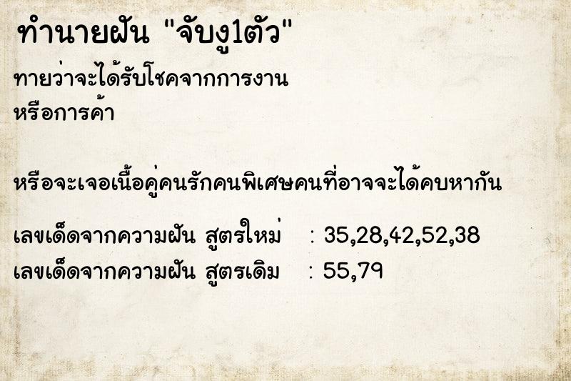ทำนายฝันจับงู1ตัว ทำนายฝันทำนายฝันจับงู1ตัว