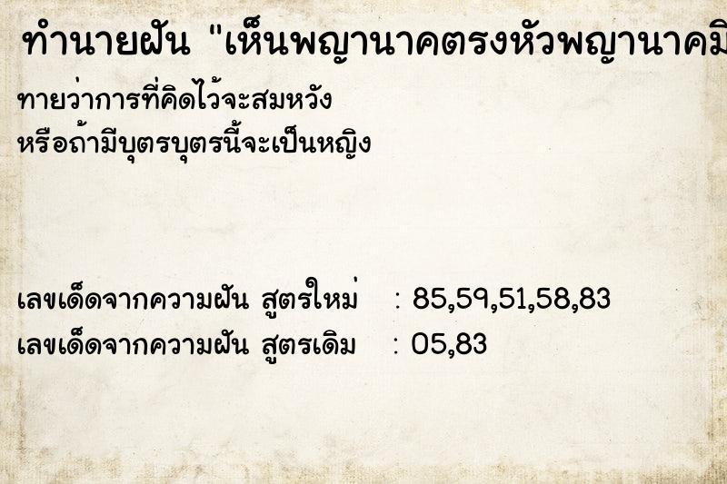 ทำนายฝันทำนายฝันเห็นพญานาคตรงหัวพญานาคมีแสงสว่าง
