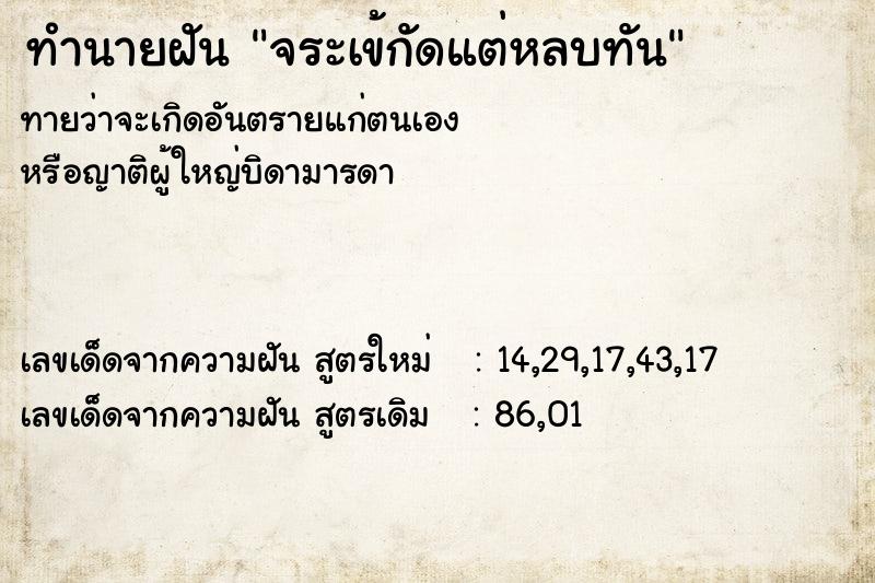 ทำนายฝันจระเข้กัดแต่หลบทัน ทำนายฝันทำนายฝันจระเข้กัดแต่หลบทัน