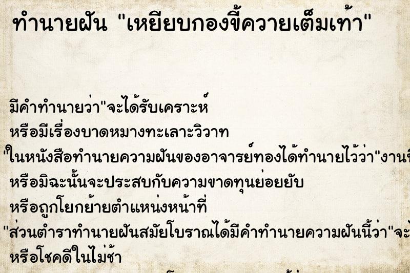 ทำนายฝัน เหยียบกองขี้ควายเต็มเท้า ทำนายฝัน เหยียบกองขี้ควายเต็มเท้า