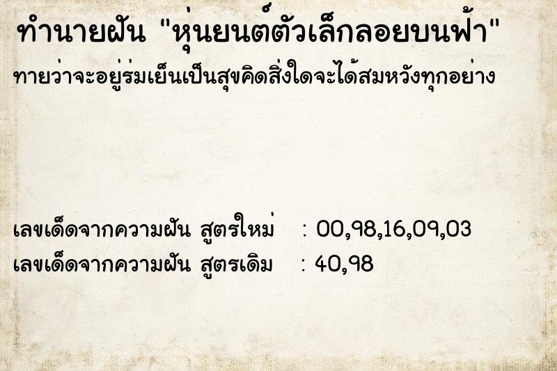 ทำนายฝัน หุ่นยนต์ตัวเล็กลอยบนฟ้า