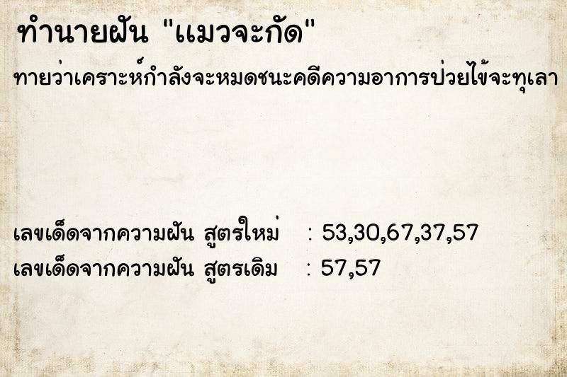 ทำนายฝันทำนายฝันเเมวจะกัด