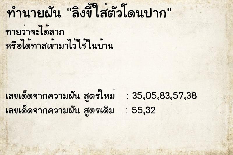 ทำนายฝันลิงขี้ใส่ตัวโดนปาก ทำนายฝันทำนายฝันลิงขี้ใส่ตัวโดนปาก