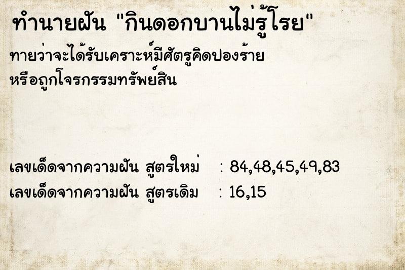 ทำนายฝันกินดอกบานไม่รู้โรย ทำนายฝันทำนายฝันกินดอกบานไม่รู้โรย