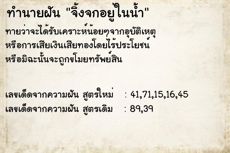ทำนายฝันจิ้งจกอยู่ในน้ำ ทำนายฝันทำนายฝันจิ้งจกอยู่ในน้ำ