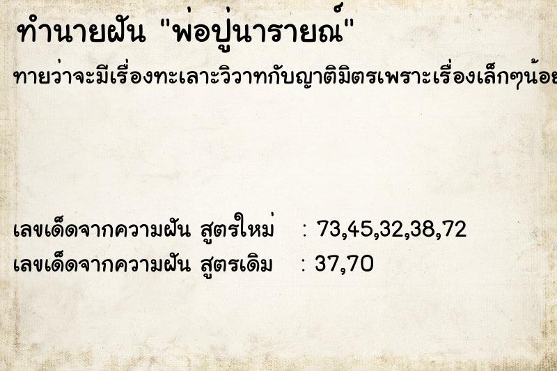 ทำนายฝันพ่อปู่นารายณ์ ทำนายฝันทำนายฝันพ่อปู่นารายณ์