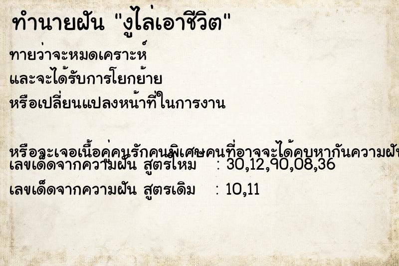 ทำนายฝัน งูไล่เอาชีวิต