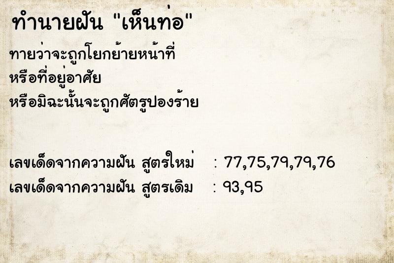 ทำนายฝัน เห็นท่อ ทำนายฝัน เห็นท่อ