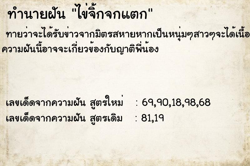 ทำนายฝันทำนายฝันไข่จิ้กจกแตก