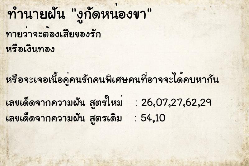 ทำนายฝันทำนายฝันงูกัดหน่องขา