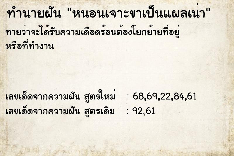 ทำนายฝันหนอนเจาะขาเป็นแผลเน่า ทำนายฝันทำนายฝันหนอนเจาะขาเป็นแผลเน่า