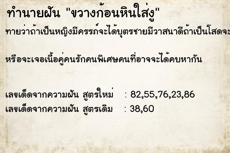 ทำนายฝันทำนายฝันขวางก้อนหินใส่งู