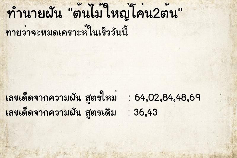 ทำนายฝันต้นไม้ใหญ่โค่น2ต้น ทำนายฝันทำนายฝันต้นไม้ใหญ่โค่น2ต้น