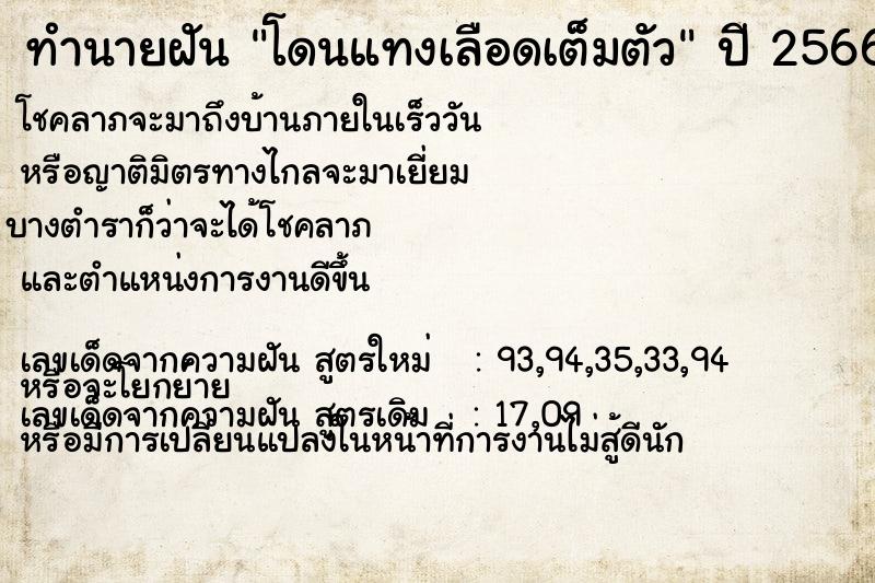 ทำนายฝัน โดนแทงเลือดเต็มตัว ตำราโบราณ แม่นที่สุดในโลก