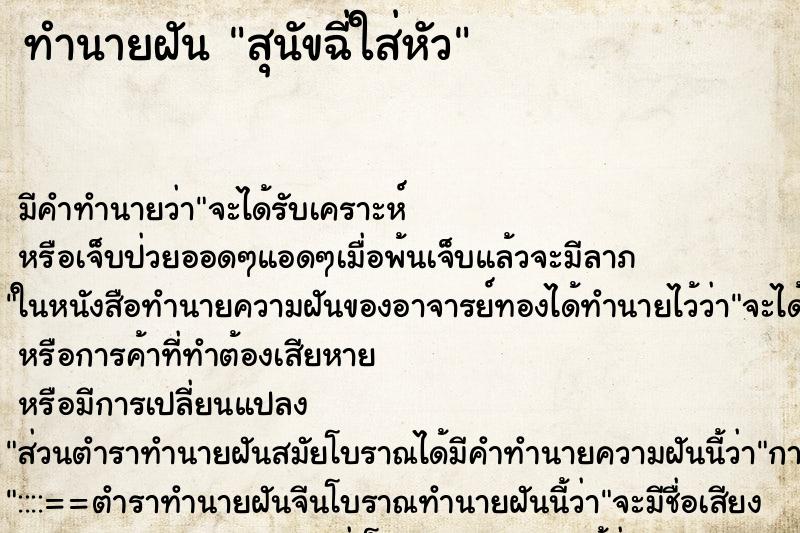 ทำนายฝัน สุนัขฉี่ใส่หัว