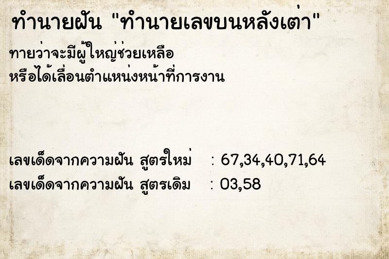 ทำนายฝันทำนายเลขบนหลังเต่า ทำนายฝันทำนายฝันทำนายเลขบนหลังเต่า