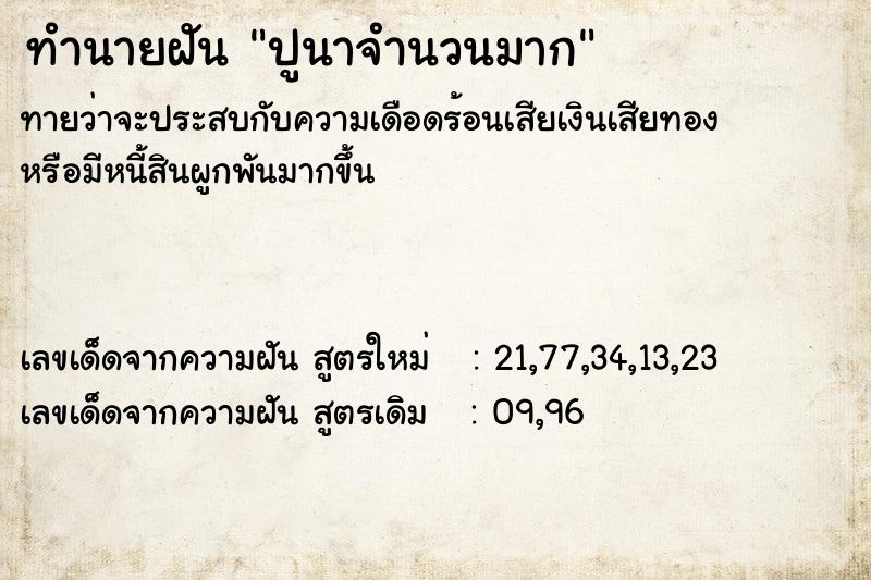 ทำนายฝันทำนายฝันปูนาจำนวนมาก