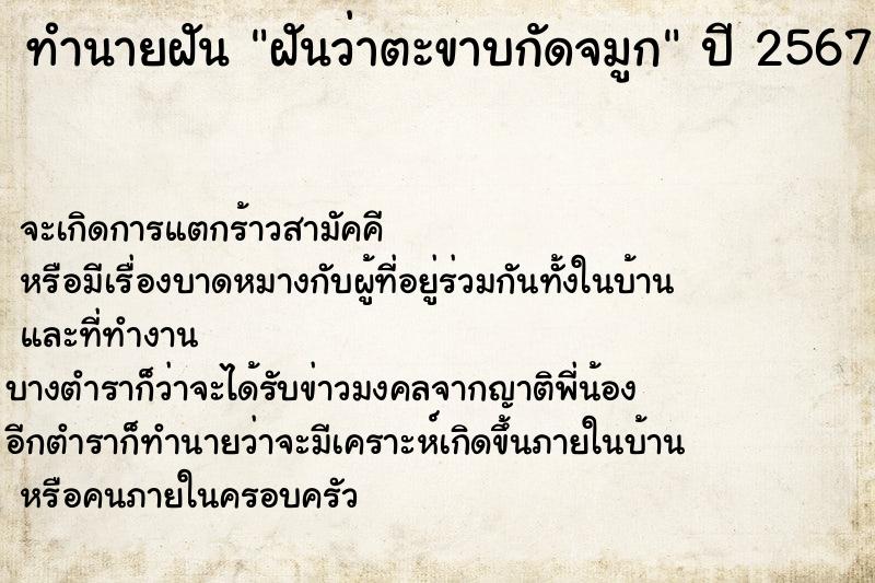 ทำนายฝันทำนายฝันฝันว่าตะขาบกัดจมูก