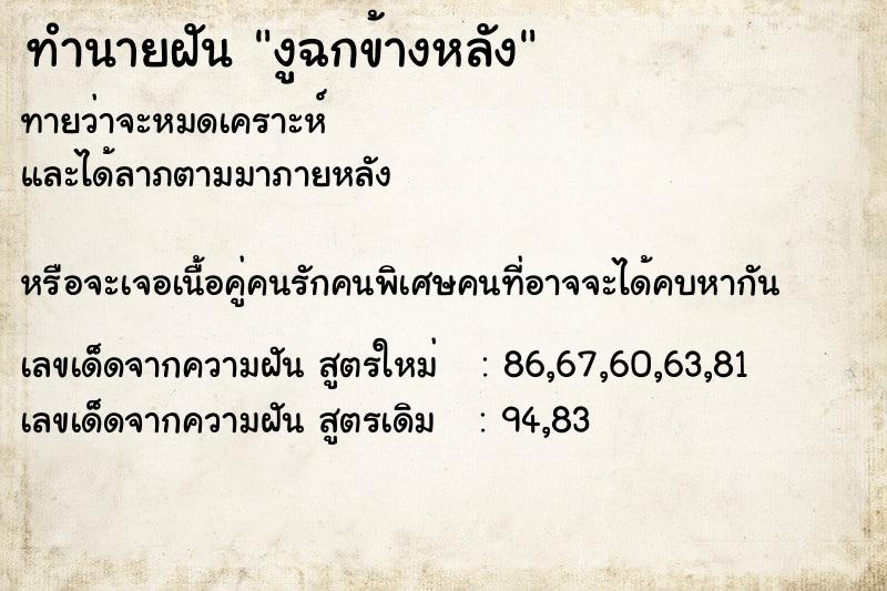 ทำนายฝัน งูฉกข้างหลัง