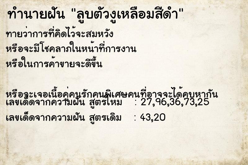 ทำนายฝันลูบตัวงูเหลือมสีดำ ทำนายฝันทำนายฝันลูบตัวงูเหลือมสีดำ