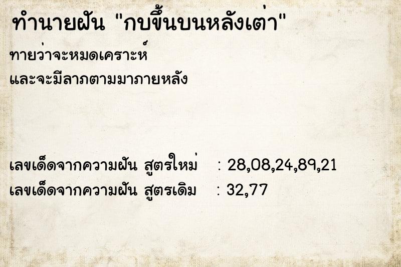 ทำนายฝันทำนายฝันกบขึ้นบนหลังเต่า